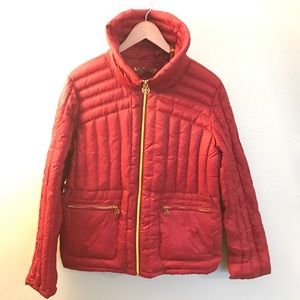 Michael Kors Red L Down Packable Jacket Puffer MK